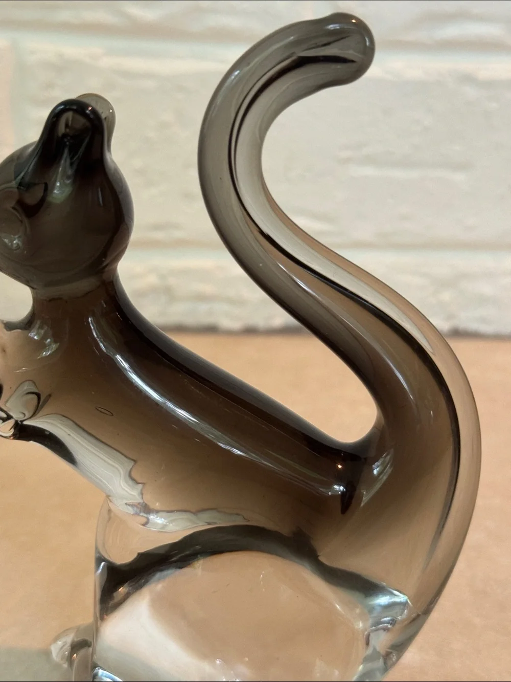 Murano Black and Clear Glass Squirrel Figurine Made In Italy 5.75” tall